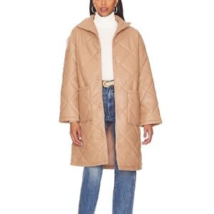 NWT Revolve Lovers + Friends Giselle Faux Leather Quilted Coat Nude Size Medium